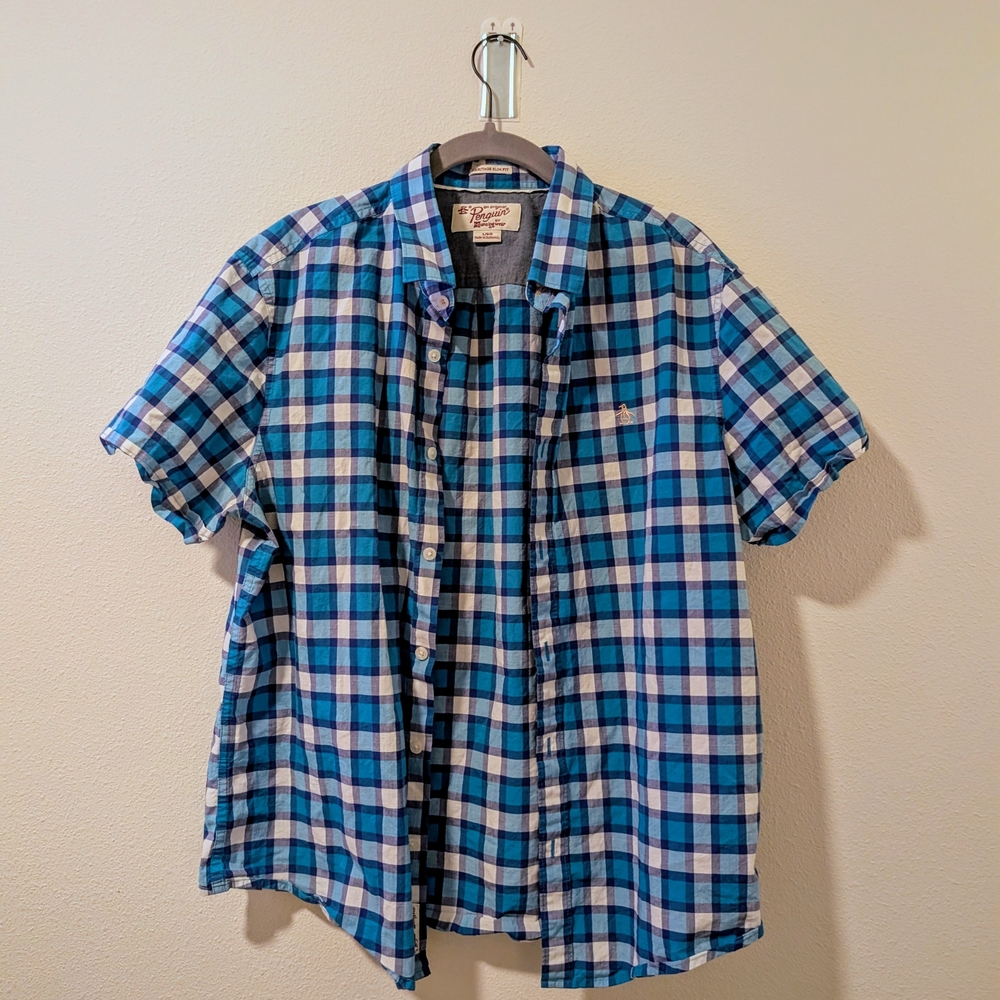 Wrangler Blue and White Plaid Casual Shirt